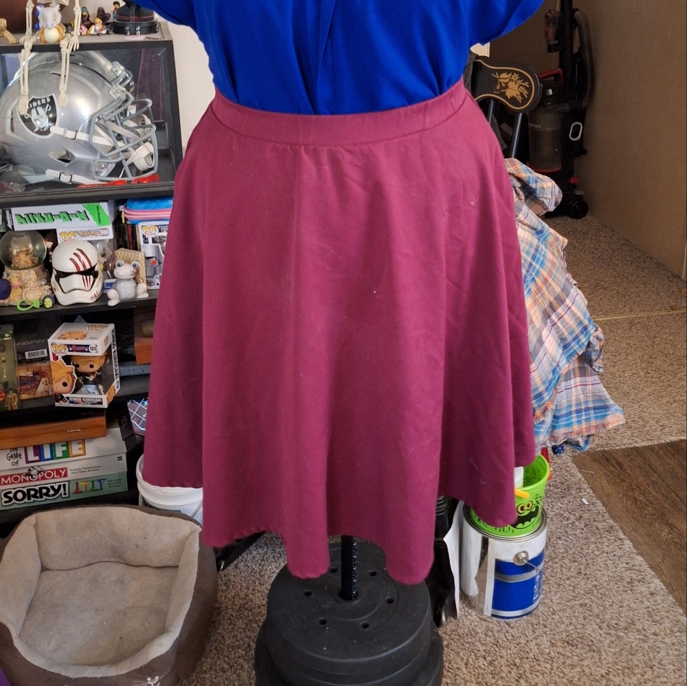 Blue and Pink Knee-Length A-Line Skirt for Casual Wear